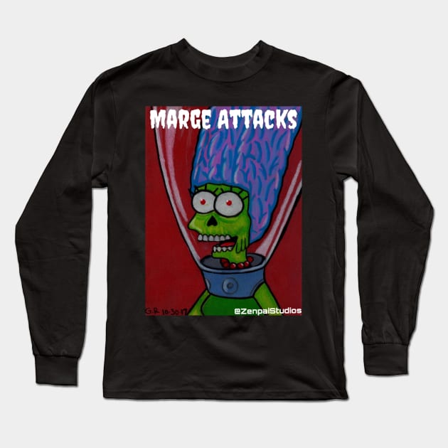 Mars (Marge) Attacks Long Sleeve T-Shirt by Zenpaistudios